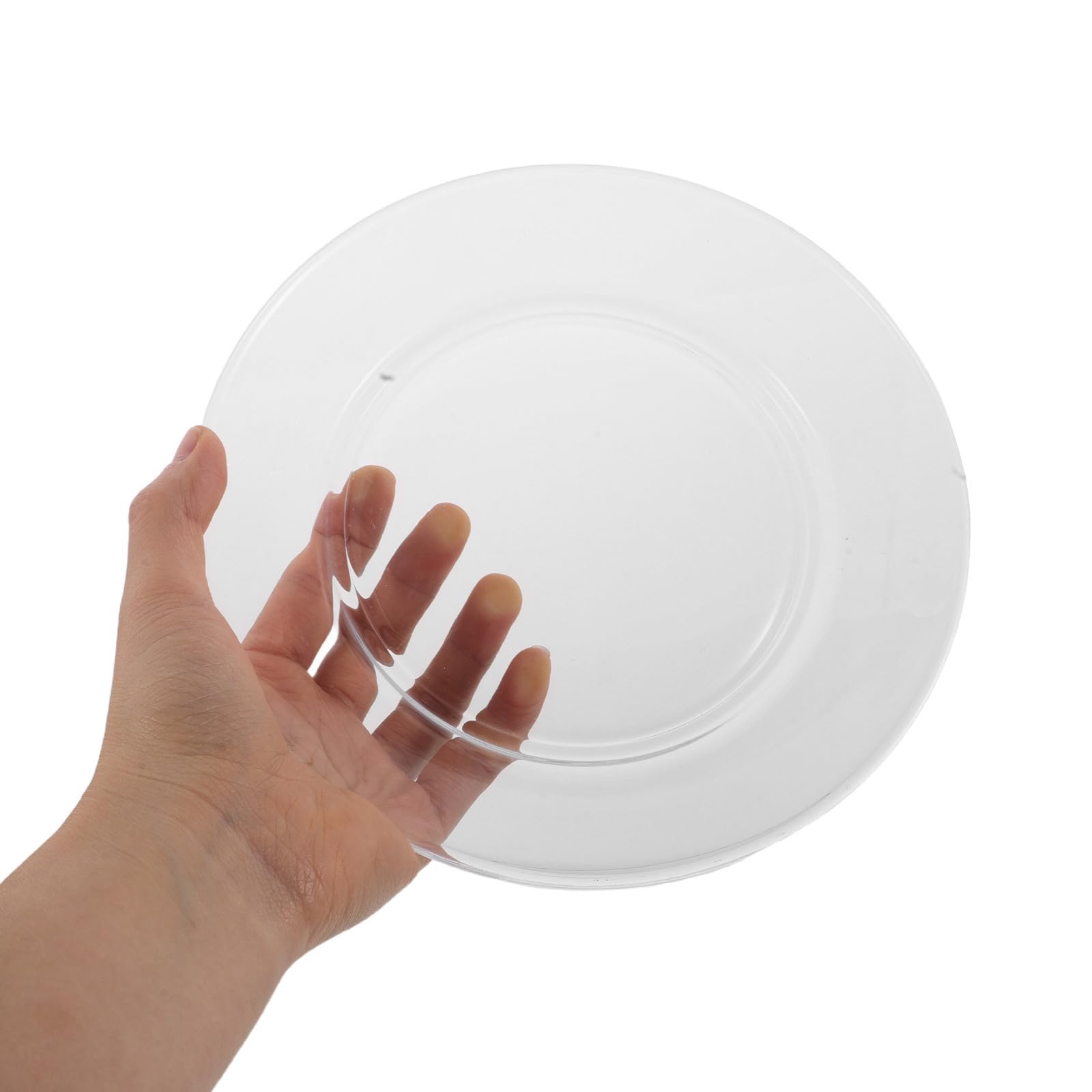 OUNONA Assiettes en Verre Transparentes Résistantes Design Rond Élégant Compatibles Lave-vaisselle Lot de 4 pour Restaurants et Réceptions Réutilisable