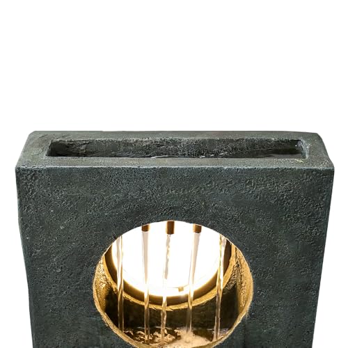 Image of SunJet 39.3 inch Modern Cascading Indoor /Outdoor Fountains and Waterfalls with LED Lights - 4-Tier Larger Water Fountain for Garden, Patio, Yard, and Deck Decor - Relaxing Water Fountain Outdoor