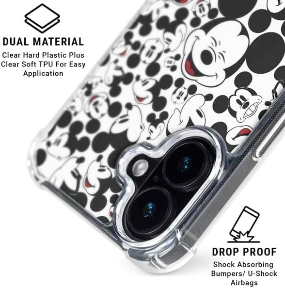 Skinit Phone Case Compatible with MagSafe iPhone 16 Plus - Officially Licensed Disney Mickey Mouse Face Pattern Design