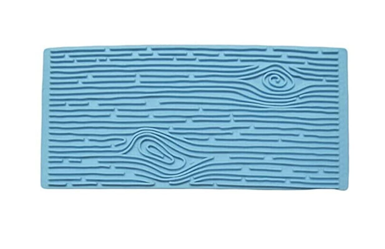 Cookie Decoration Stamp Embosser - DIY Wooden Pattern Custom Impression Print Mat Mould Cutter- Food Safe Plastic (Blue, 6'' Rectangle)