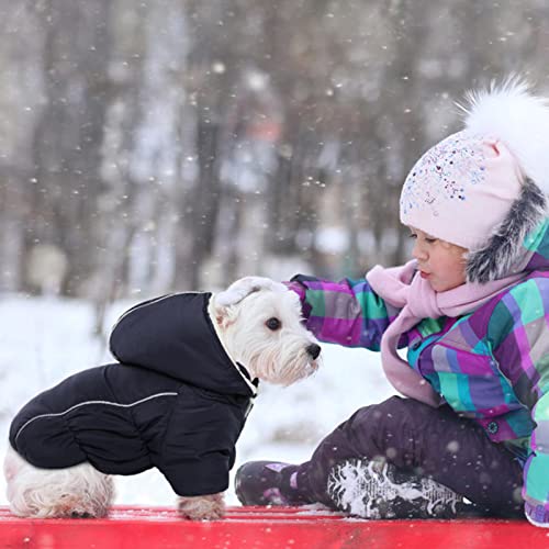 Lelepet Warm Dog Fleece Hoodie, Windproof Dog Winter Jacket, Reflective Dog Coat For Cold Weather, Thick Fleece Padded Dog Winter Clothes Vest For Small Medium Dogs, Detachable Hood & Leash Hole #TOP6