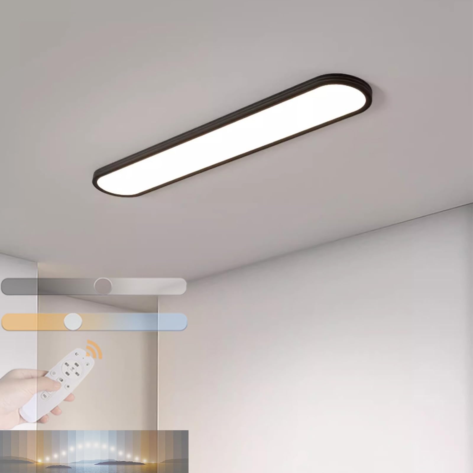 Plafonnier LED rectangulaire 120 cm à intensité variable de 2700K à 6500K avec télécommande