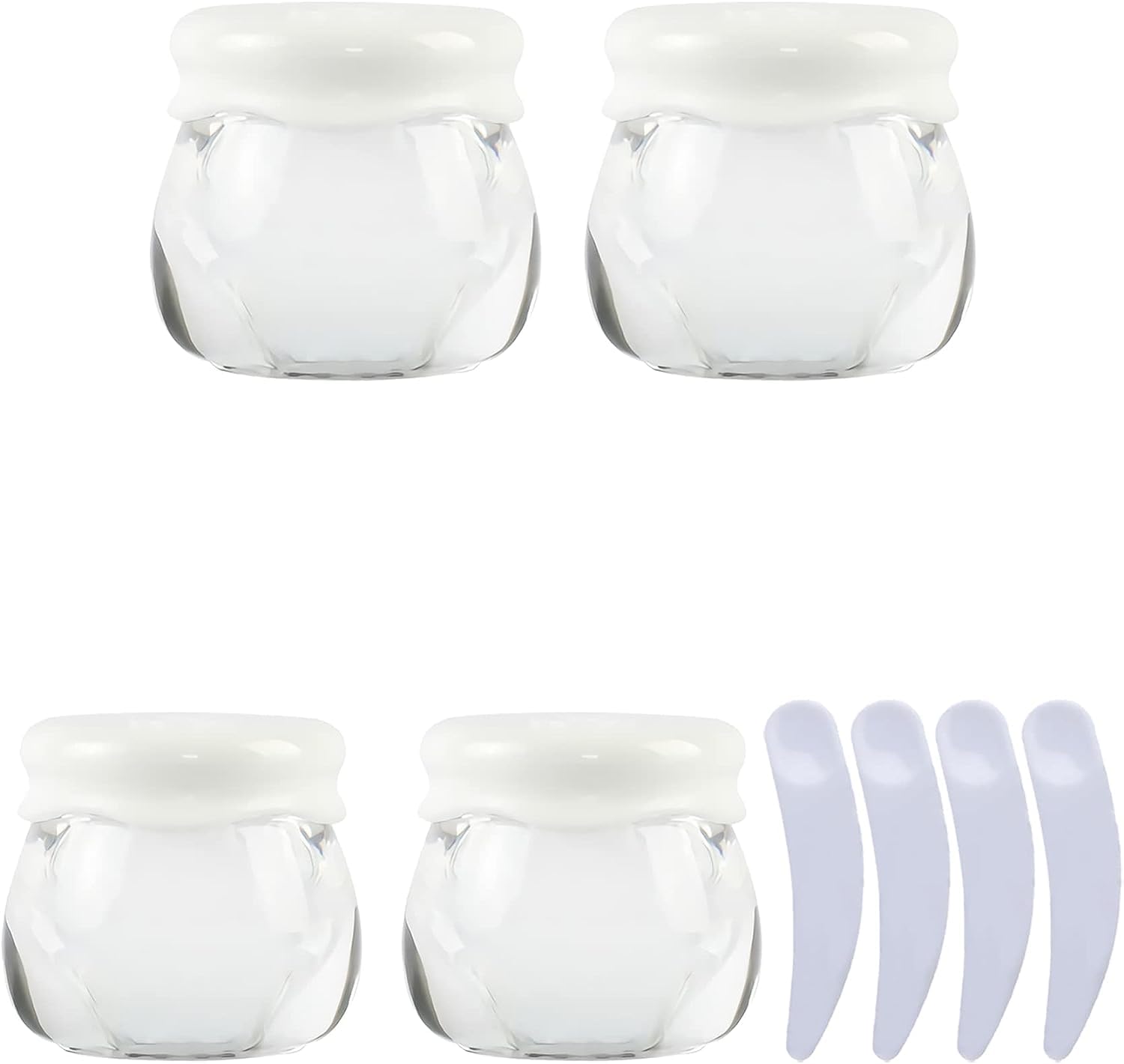 KRXSOBNV Cosmetic Jars, Pack of 4, Empty Pink 10ml CreamTravel Bottle + X Spatula(Clear)