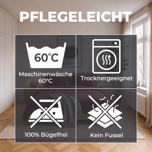 Soifox Winter Flanell Bettwäsche 135x200 4-teilig Rot 100% Polyester – Ansicht 5