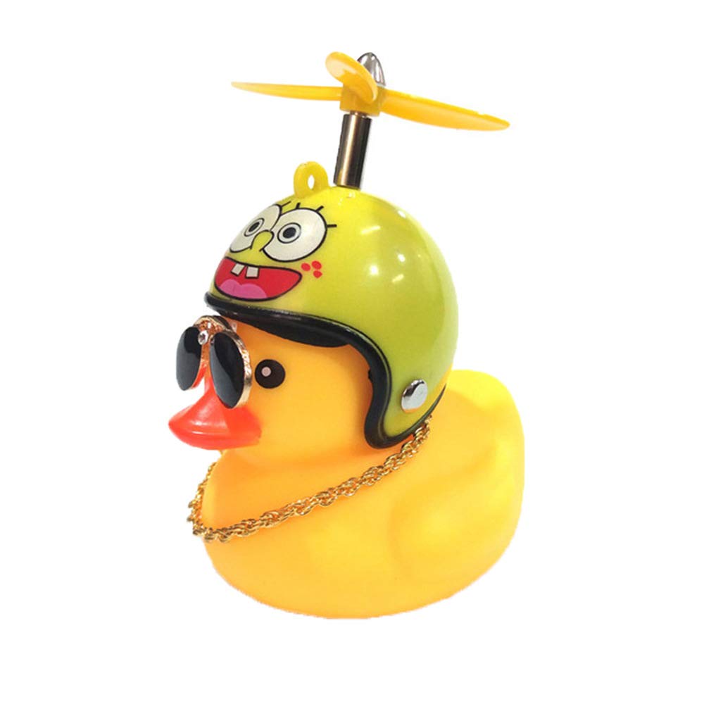 Rubber Duck Toy Ornaments Yellow Duck Car Dashboard Decorations Squeeze Duck Bicycle Horns Propeller Helmet