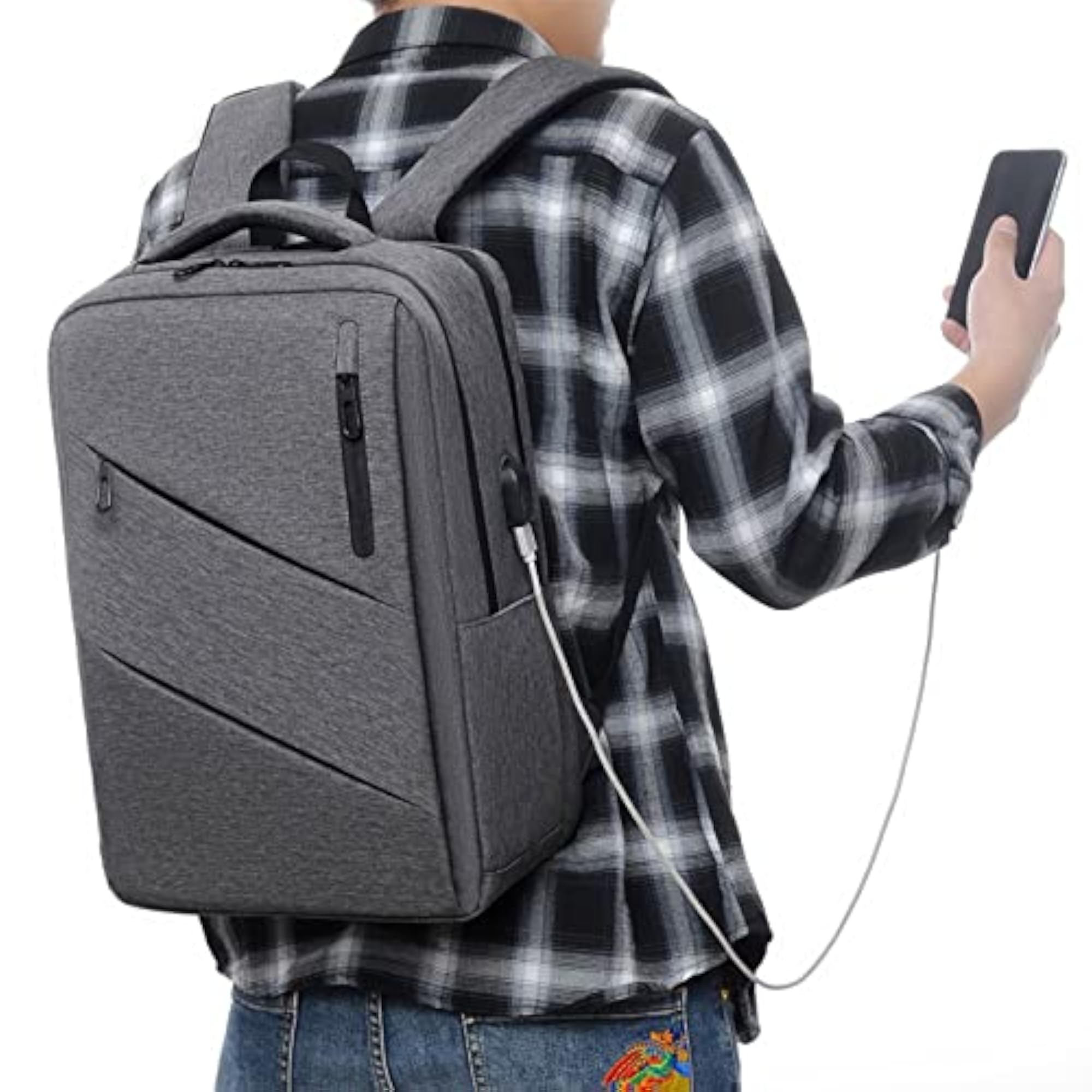 Functional Waterproof Business Backpack for Men, Gray