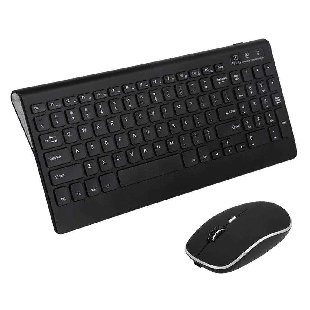 Teclado inalámbrico Bluetooth con ratón óptico de Juego Conector Receptor USB Compacto Negro