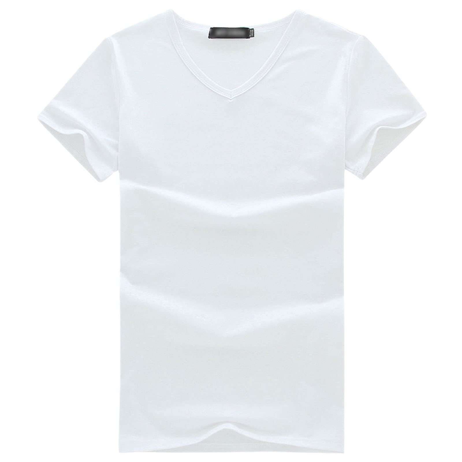 T-shirt en coton de qualité slim homme col V blanc L - 7