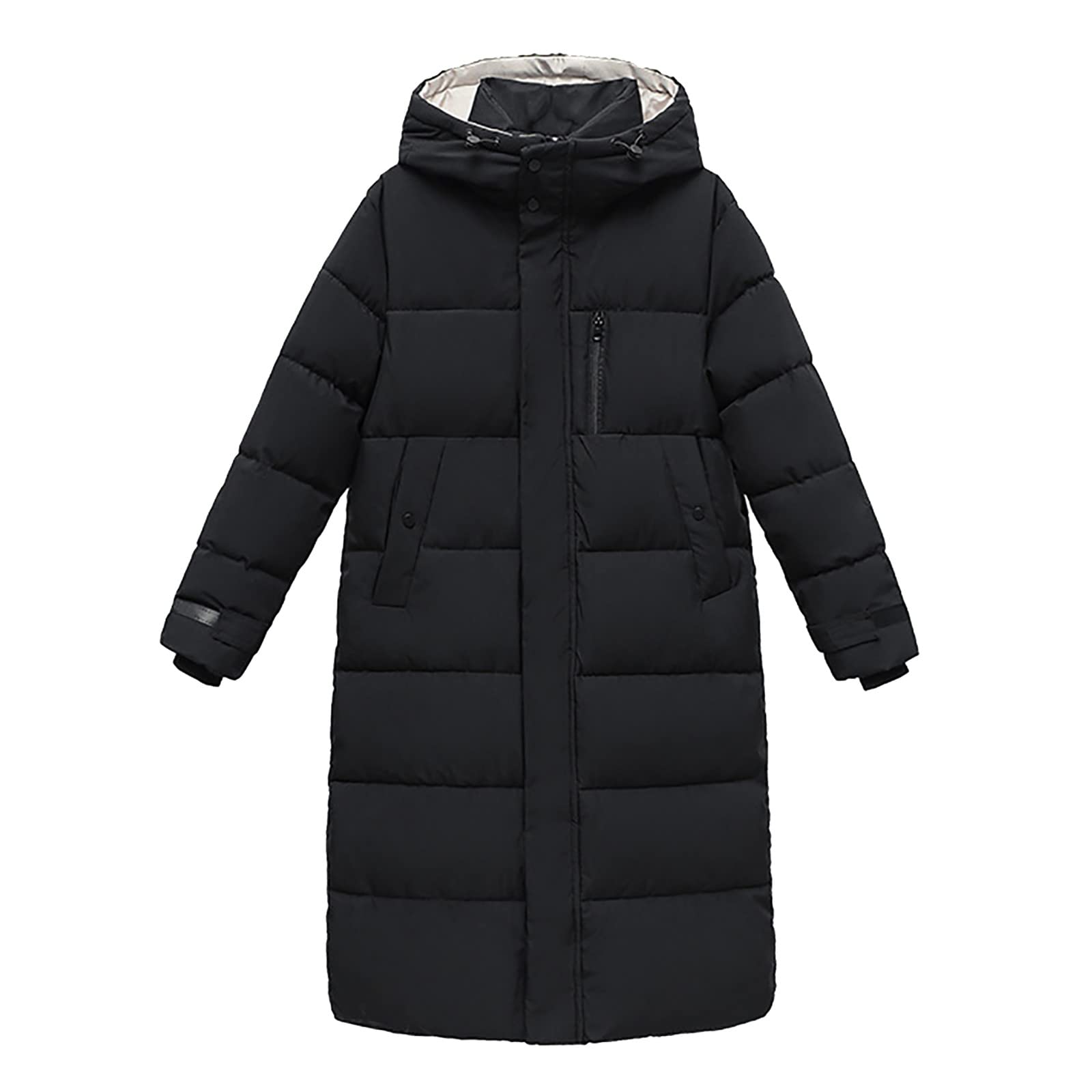 Generico Cappotto Donna Imbottito Inverno Spessore Taglie Forti Sopra Ginocchio Slim Lungo Piumino Capospalla Giacca