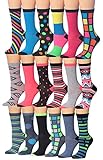 Tipi Toe Women's 18-Pairs Value Pack Colorful Crazy Funky Fashion Crew Socks, (sock size 9-11) Fits shoe size 5-9, WC61