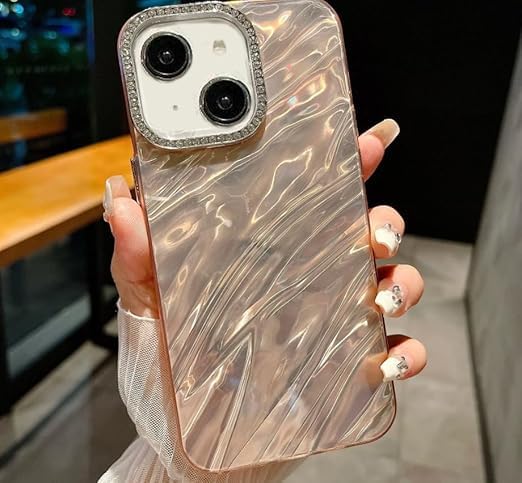 Image of Polycarbonate Compatible with iPhone 13 Camera Lens Protection Bling Glitter Shockproof Protective Back Case Cover (Gold)