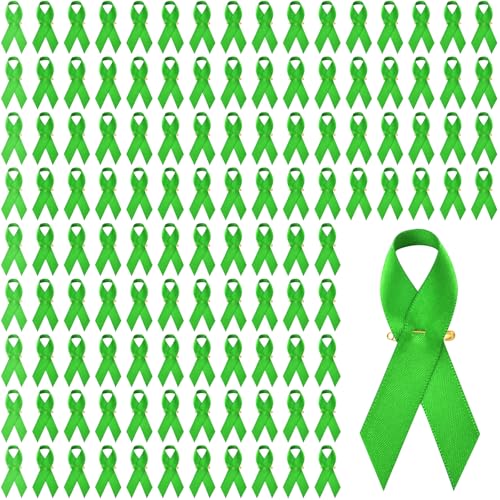 Halatool 200 PCS Green Mental Health Awearness Ribbon with Safty