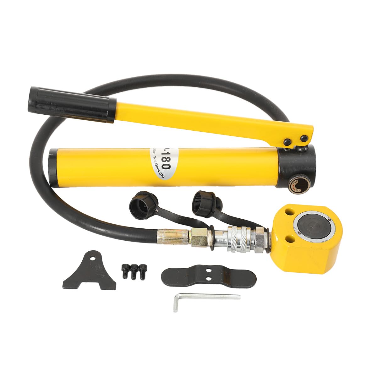 Hydraulikzylinder 10T, mit Handpumpe CP-180, 10mm Hub, FPY-10T Flachzylinder, 350cc Öltank, 60 MPa maximaler Druck, Manuelles Hydraulikheber Kit für Maschinenbau, Brücken und Werkstatt