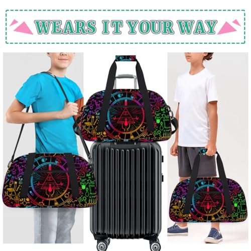Kids Overnighter Duffel Bags for Boys Girls, All Seeing Eye Carry-On Size Sports Gym Bag for School Practice or Overnight Travel Weekender Sleepover Workout Tote Bag 6