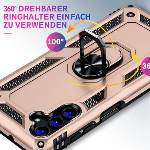 Image of for Samsung Galaxy S24 FE Case with Screen Protector, Military Grade Rugged Shockproof Galaxy S24 FE 5G Heavy Duty Protective Cover for Samsung S24 FE Magnetic Ring Kickstand Phone Case (Gold)