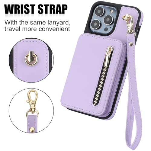 Housse en cuir iPhone 14 Pro Max finition premium violet avec rangements