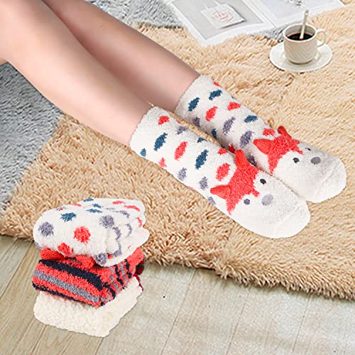 Benefeet Sox Women Girl Cute Animal Fuzzy Socks Winter Warm Soft Slipper Sock Fluffy Sleeping Thermal Fleece Plush Sock Gift4