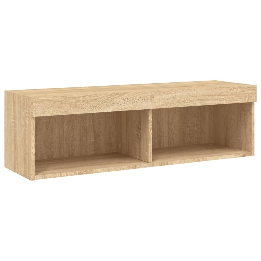 vidaXL Meuble TV avec lumières LED chêne Sonoma 100x30x30 cm