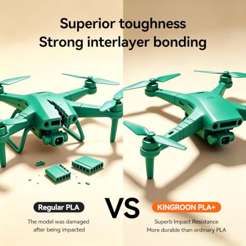 Image of Kingroon PLA Plus(PLA+) 3D Printer Filament, Dimensional Accuracy + /- 0.03 mm, 1 kg Spool(2.2lbs), 1.75 mm, Green