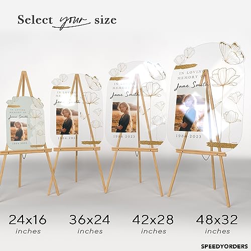 Image of Personalized in Loving Memory Funeral Sign with Photo - Butterfly Funeral Signs - Memory Sign for Funerals - Celebration of Life Decorations