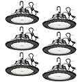 YXL 240W 6 Pack Super Bright High Bay Led Lights, UFO High Bay Led Shop Lights 36000LM 5000K, 0-10V Dimmable,US Plug 5' Cable, 100-277V High Bay Lights for Shop Barn Warehouse,UL