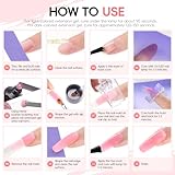 PEACECOLOR 24PCS Poly Nail Gel Kit with U V Light 6 Colors Pink White Clear Nude Glitter Nail Extension Gel with Base Glossy & Matte Top Coat Slip Solution Starter Manicure Kit for Women Beginners - Image 8