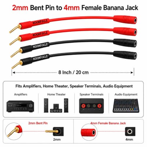 Adaptador de Conector Banana 2mm a 4mm para Audio 4 Unidades miniatura 3