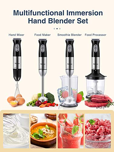 5 in 1 Stick Hand Blender Set for Kitchen, 12 Speed Stainless Steel Immersion Chopper, Beaker, Electric Whisk, for Smoothies, Soups, Sauces, Baby Food by Yabano - Image 2