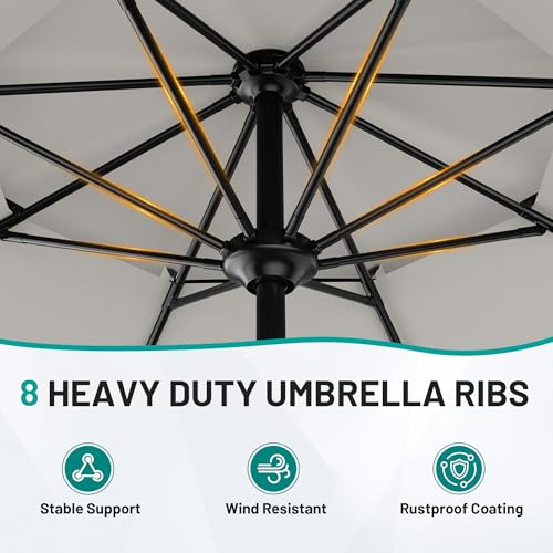 Image of AreShark 10ft 2 Tiers Patio Umbrella - Outdoor Umbrella Waterproof UV Protection, Market Table Umbrella w /Push Button Tilt&Crank for Pool, Porch, Garden(Ivory)