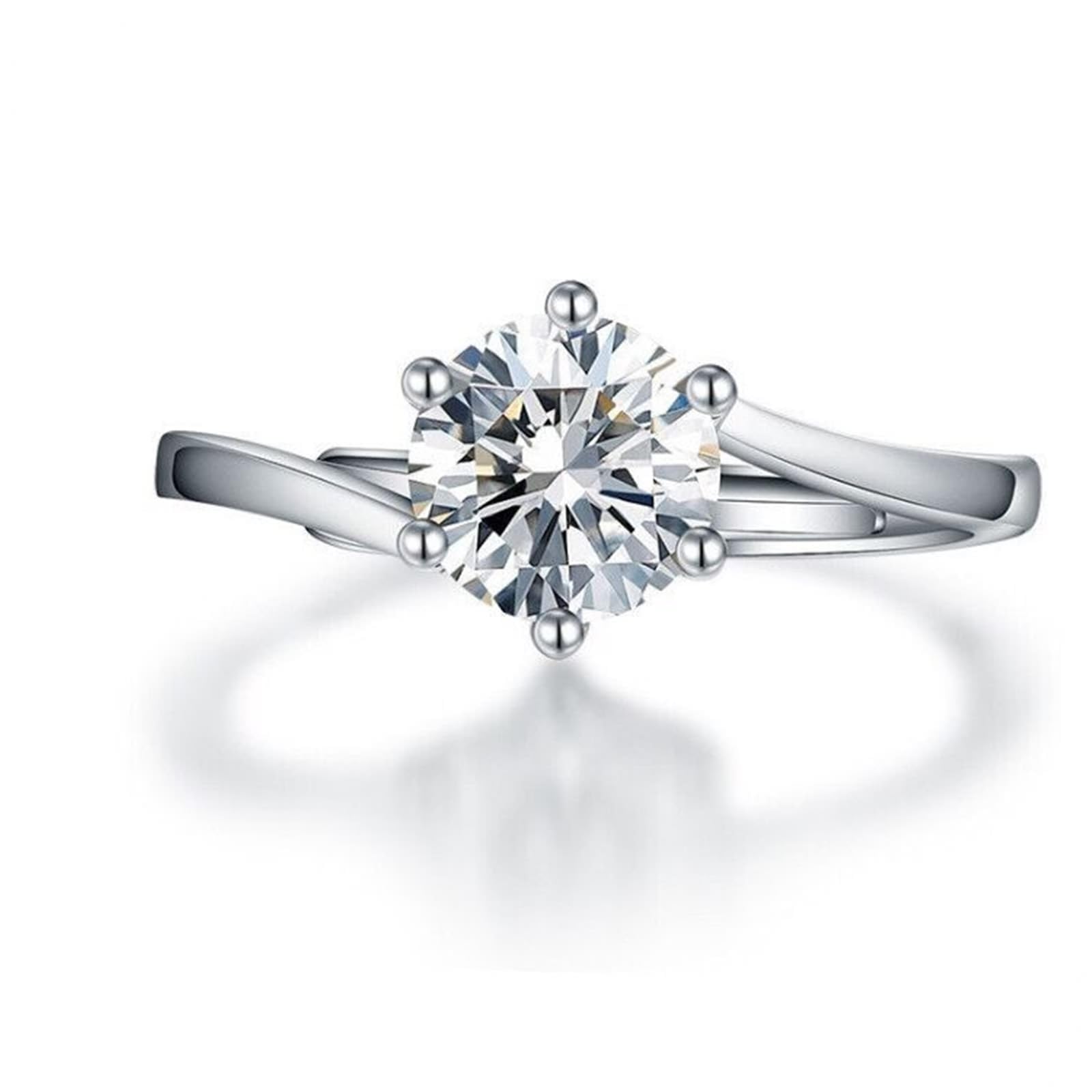 Anillo de compromiso para ella, oro blanco de 14 quilates para mujer, seis garras de moissanita, alianzas de boda para ella, talla 4-11
