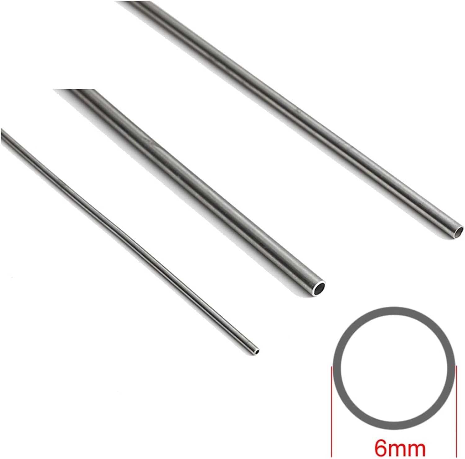 304 Stainless Steel Tube Superfine Tube, OD 6mm, Wall Thickness 0.2-2mm, Micro-diameter(6mmx2mm,500mm x 1pcs)