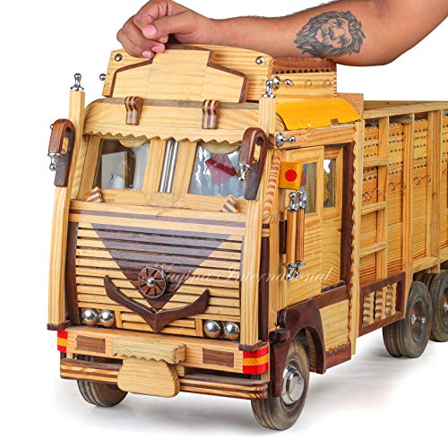 Image of Nagina International 35 inch Wooden Truck Carrier Vehicle | Indian Handicraft Kid's Toys | Traditional Indian Style Lorry Trailer | Children Birthday Gifts Ideas