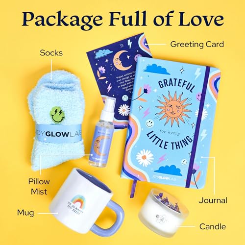 Self Care Gift Basket for Women & Teen Girls – Gratitude Journal, Pillow Mist, Soy Candle, Cozy Socks & Cup – Care Package for Women, Get Well Soon, Birthday, Faith, Galentine's Day — view 2