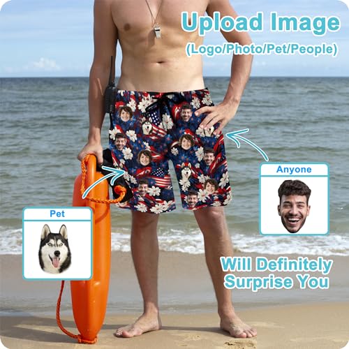 Custom Swim Trunks Men Personalized Funny Swim Beach Shorts with Faces on Them Custom Birthday Gifts for Men2