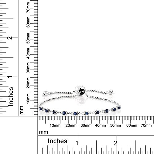 Gem Stone King 1/2 Cttw Blue Created Sapphire Tennis Bracelet For Women | 925 Sterling Silver | Round Cut 2.5MM | Gemstone Birthstone | Adjustable Bolo Bracelet For Women | Easy-On Easy-Off4