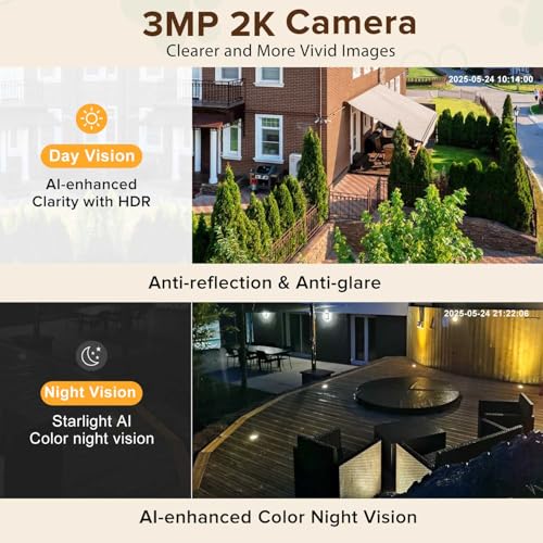 3MP 2K Window Security Camera,2.4G&5G WiFi Indoor Camera for Home with Color Night Vision,24/7 Recording,Motion Detection,Support SD Card and US Cloud Storage.(1PCS) image 3