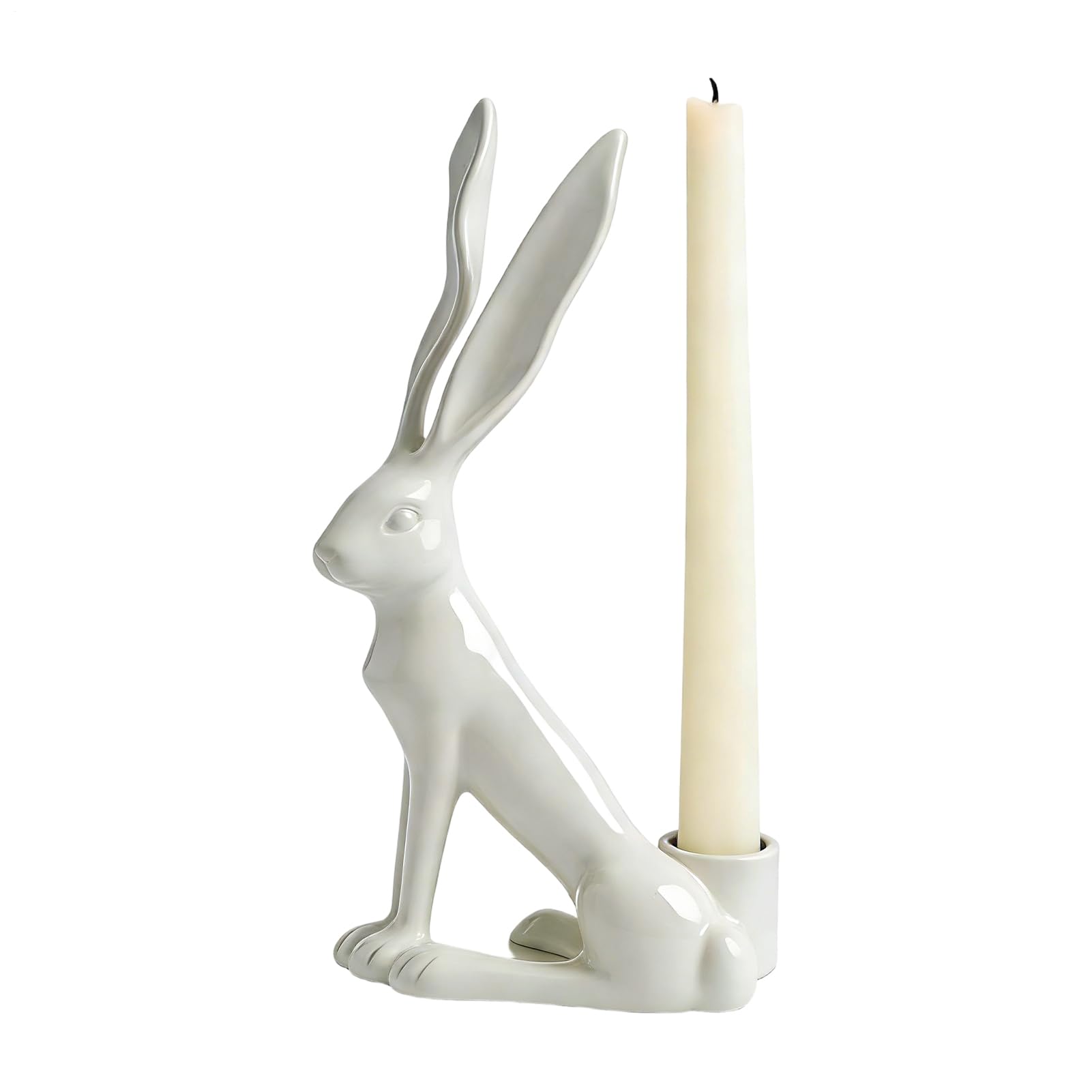 Bougeoir lapin en résine artisanale à offrir pour un mariage