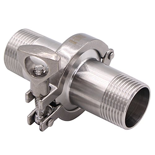 Image of DERNORD 2 Pcs Sanitary Male Threaded Ferrule Pipe Fittings + SUS304 Tri-clamp (Tri-clover Clamp) + FKM Gasket (Male Threaded Pipe Size:1 Inch DN25)