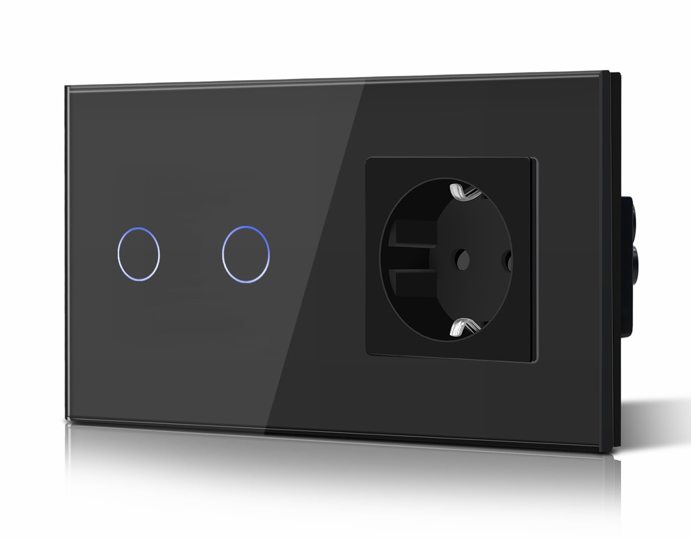 BSEED Interruptor táctil y enchufe pared,Toma de corriente con USB C,Panel de Vidrio con pulsador LED,Sin Función Wifi,1 Gang 1 Vía+1 Enchufe USB/Tipo C,157mm Negro — view 18
