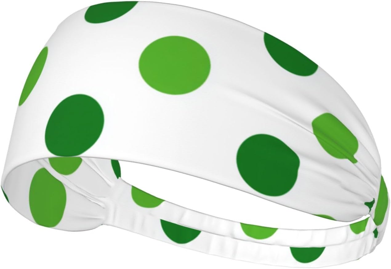 Green Polka Dots On White Minimalist Headband Sports Sweatbands for Men Women Hairband for Workout Athletic Running Yoga Basketball Gym