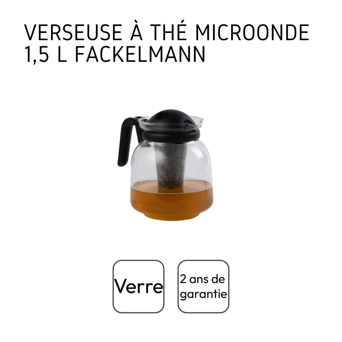 Fackelmann - Caraffa da caffè, 1,5 l, in vetro, colore: Nero e Trasparente