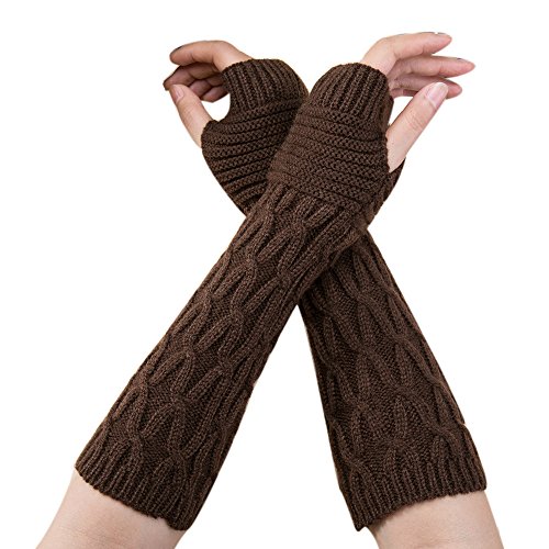 Image of Bold N Elegant Extended Finely Knitted Woollen Warm Comfortable Fingerless Thermal Mitts Winter Accessories Hand Warmer Gloves for Women