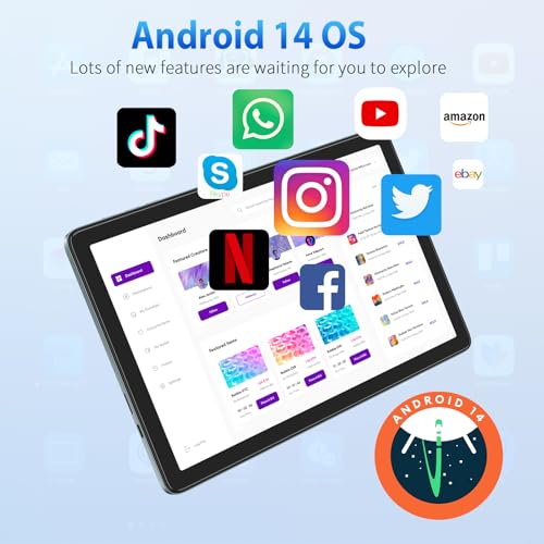 Image of 10.1 Inch Android Tablet, Android 14 Tablets with 128GB+8(4+4 Expand) GB, 2.4+5G WiFi Tablet PC with FHD IPS Touch Screen, Dual 13MP+5MP Camera, Dual Stereo Speakers, Bluetooth5.0, GPS