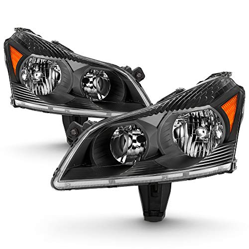 ACANII - For 2009-2012 Chevy Traverse LS/LT Black Headlights Headlamps Replacement Driver & Passenger Side