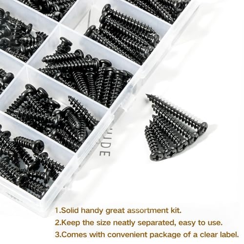 Tornillos Autorroscantes de Madera M4 Negro 240 Piezas miniatura 3