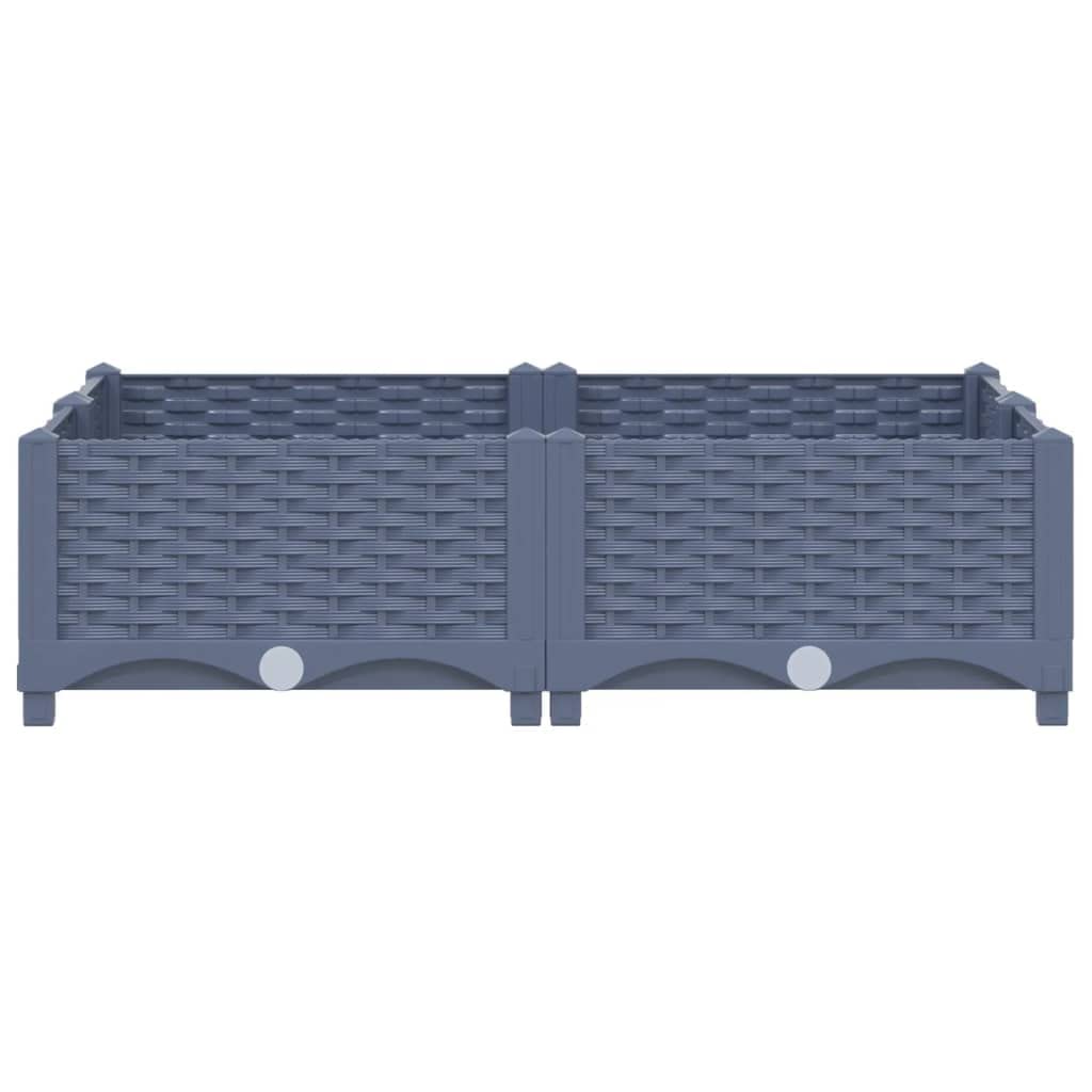 Jardinera para terrazas, bancal elevado, 80 x 80 x 23 cm, de polipropileno, para exteriores, cafés, macizos de flores, cama elevada, cama de cultivo, bancal de hierbas, macetero, gris