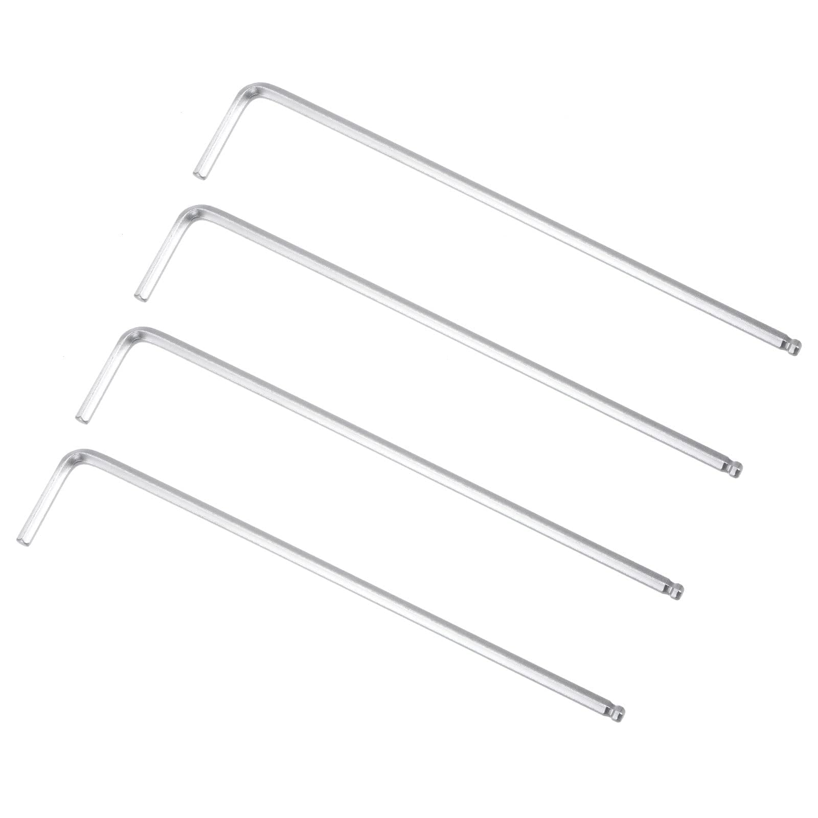 TOP-VIGOR 4Pcs 1/8" Ball End Hex Key Wrench, L Shaped Long Arm Allen Key for Household DIY Professional Machine Repairing, CR-V
