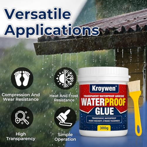 Image of KROYWEN Transparent Waterproof Glue for Leakage, Epoxy Resin for Flooring, Crack Seal Agent Waterproofing for Roof Leakage Solution Indoor Outdoor Waterproof Adhesive, Leakage Solution (300 GM Glue)