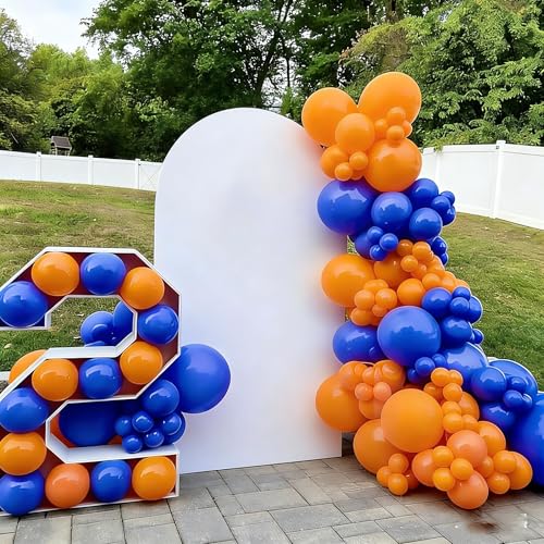 Image of YMSZ Blue and Orange Balloons Arch Kit, 134pcs Royal Blue and Orange Balloons for Birthday, Graduation, Baby Shower Party Decorations
