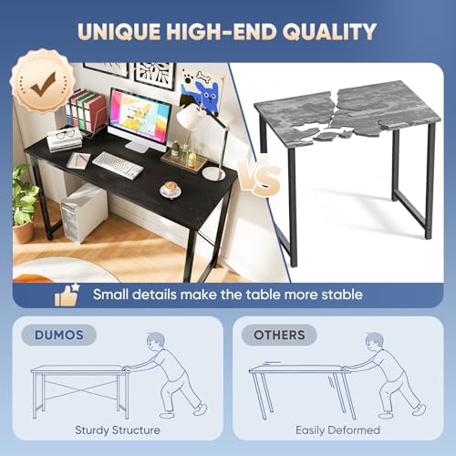 Image of DUMOS 44 in Computer Desk for Home Office, Modern Study Work Table Simple Style for Bedroom, Writing Desks with X-Shaped Reinforcement, Black